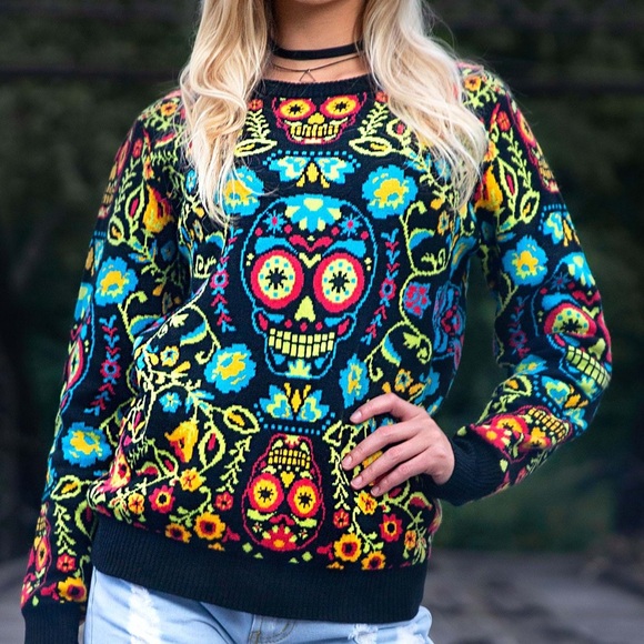 Halloween Day of the Dead sweater - Picture 12 of 12